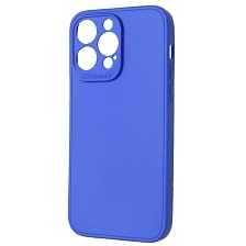 Чехол накладка для APPLE iPhone 14 Pro Max, защита камеры, силикон, цвет синий