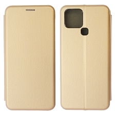 Чехол книжка STYLISH для INFINIX Smart 6, экокожа, визитница, цвет золотистый