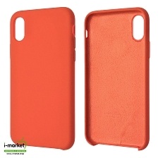 Чехол накладка Silicon Case для APPLE iPhone X, iPhone XS, силикон, бархат, цвет красно оранжевый Чехол накладка Silicon Case для APPLE iPhone X, iPhone XS, силикон, бархат, цвет красно оранжевый
