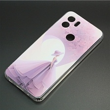 Чехол накладка для XIAOMI Redmi A1 Plus, Redmi A2 Plus, POCO C51, защита камеры, силикон, глянцевый, рисунок Девушка в платье