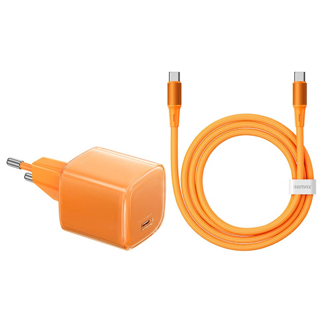 СЗУ (Сетевое зарядное устройство) REMAX GaN CA-26 (C60W) с кабелем USB Type C на USB Type C, 60W, 1 USB Type C, длина 1.2 метра, цвет оранжевый