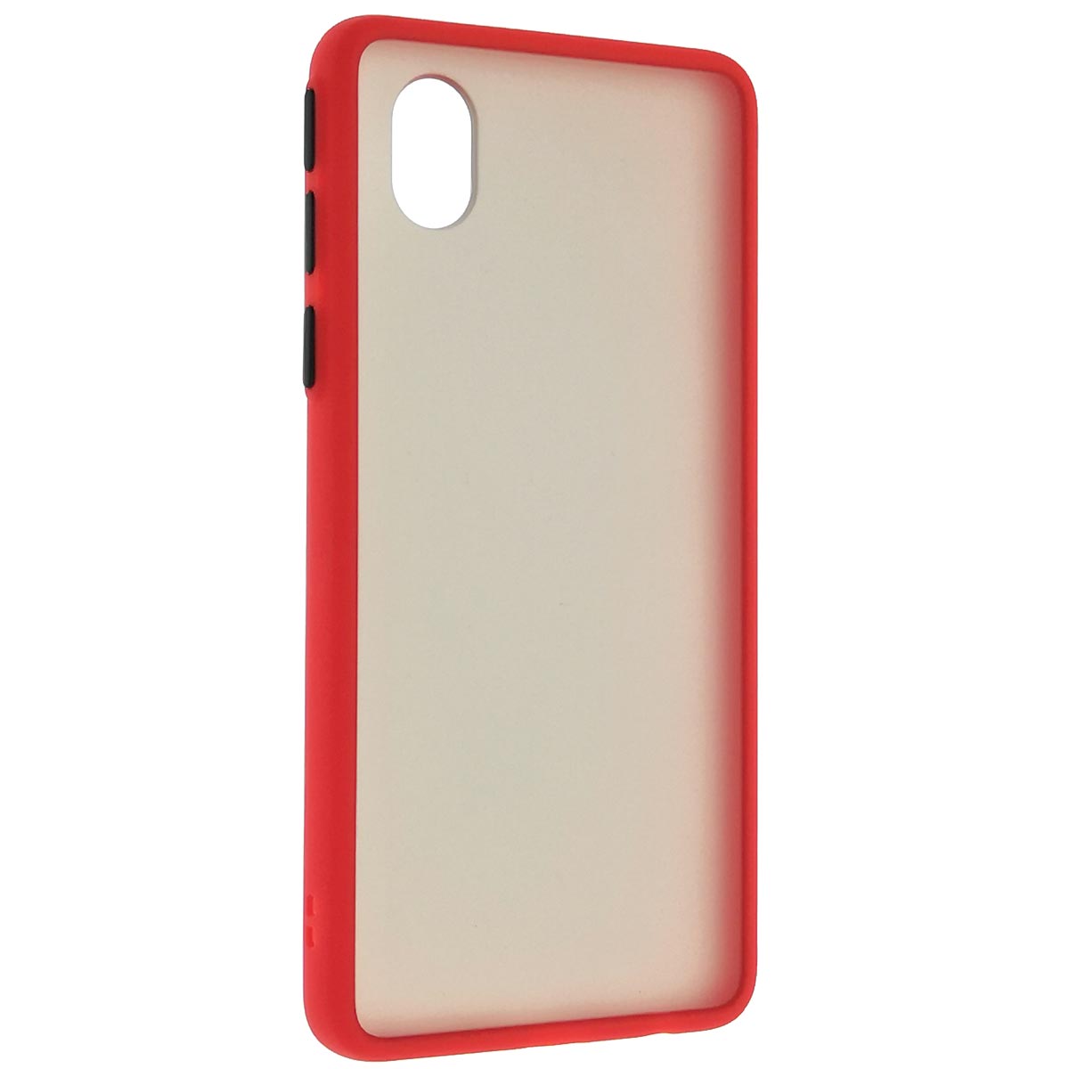 Чехол накладка SKIN SHELL для SAMSUNG Galaxy A01 Core (SM-A013), силикон, пластик, цвет окантовки красный | РЕТРО 7