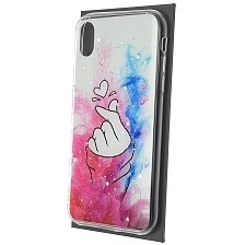 Чехол накладка Vinil для APPLE iPhone XR, силикон, блестки, глянцевый, рисунок щелчок с сердечком Чехол накладка Vinil для APPLE iPhone XR, силикон, блестки, глянцевый, рисунок щелчок с сердечком