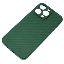 Чехол накладка для APPLE iPhone 15 Pro Max, силикон, карбон, цвет темно зеленый Чехол накладка для APPLE iPhone 15 Pro Max, силикон, карбон, цвет темно зеленый