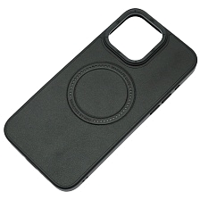 Чехол накладка Creative Stylish с поддержкой MagSafe для APPLE iPhone 15 Pro Max, защита камеры, экокожа, бархат, цвет черный