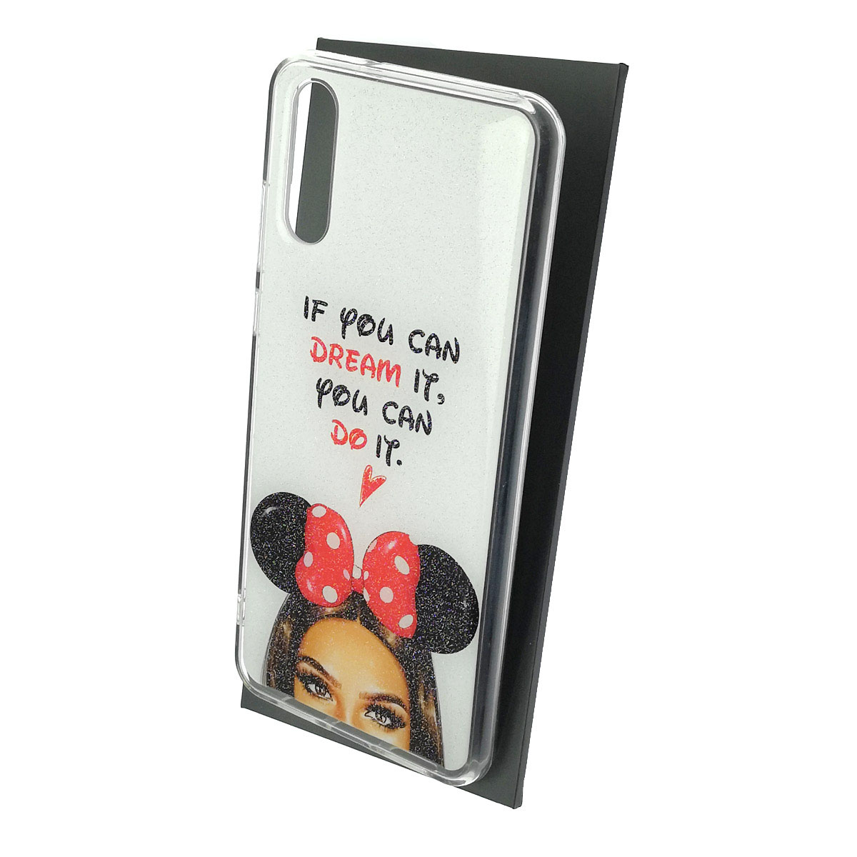 Чехол накладка для HUAWEI P20, силикон, блестки, глянцевый, рисунок If you can dream it