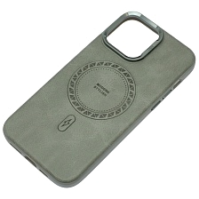 Чехол накладка Modern Stylish с поддержкой MagSafe для APPLE iPhone 14 Pro Max, защита камеры, подставка, экокожа, бархат, цвет серый
