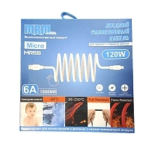 USB Дата кабель MRM MR56m, Micro USB, силикон, длина 1 метр, 120W, 6.0 A, цвет белый USB Дата кабель MRM MR56m, Micro USB, силикон, длина 1 метр, 120W, 6.0 A, цвет белый