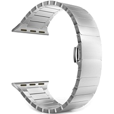 Ремешок для Apple Watch блочный нержавеющая сталь, 38-40 mm, со скрытым замком застежки, цвет серебристый