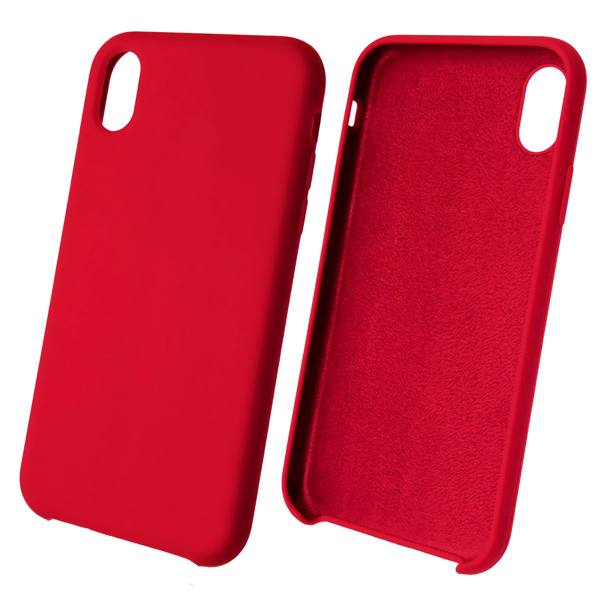 Чехол накладка Silicon Case для APPLE iPhone XR, силикон, бархат, цвет красная роза.