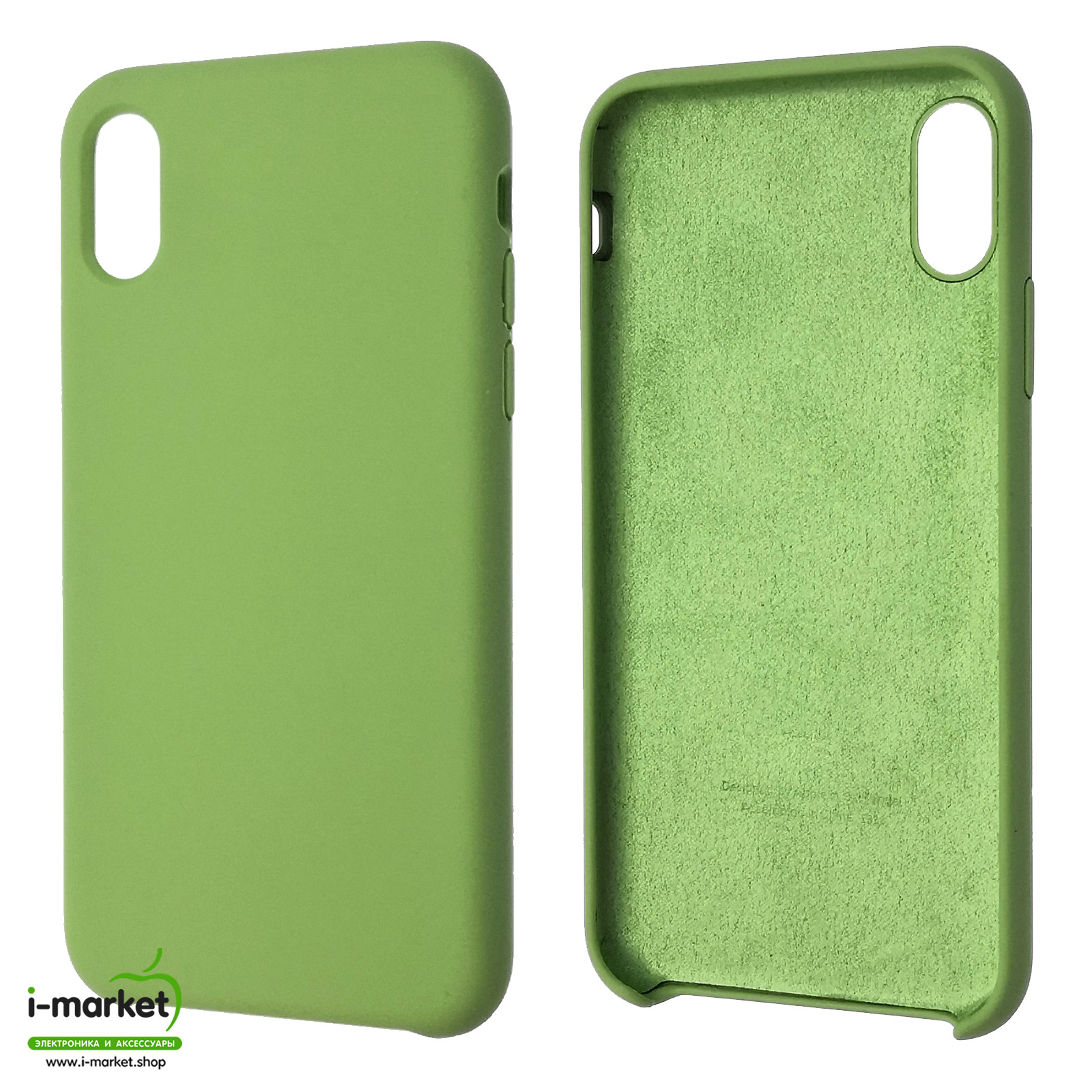Чехол накладка Silicon Case для APPLE iPhone X, iPhone XS, силикон, бархат, цвет фисташковый