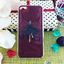 Чехол накладка для APPLE iPhone 7, 8, силикон, рисунок VOGUE девушка в чёрном платье.