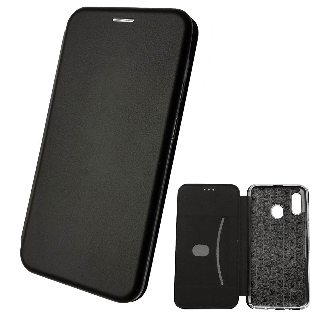 Чехол книжка для SAMSUNG Galaxy A20 (SM-A205), A30 (SM-A305), экокожа, визитница, цвет черный