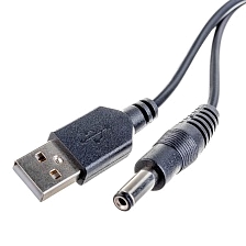 Кабель USB 2.0 AM (папа) - штекер 5.5 х 2.1 мм (5.5*2.1), длина кабеля 1 метр, цвет черный