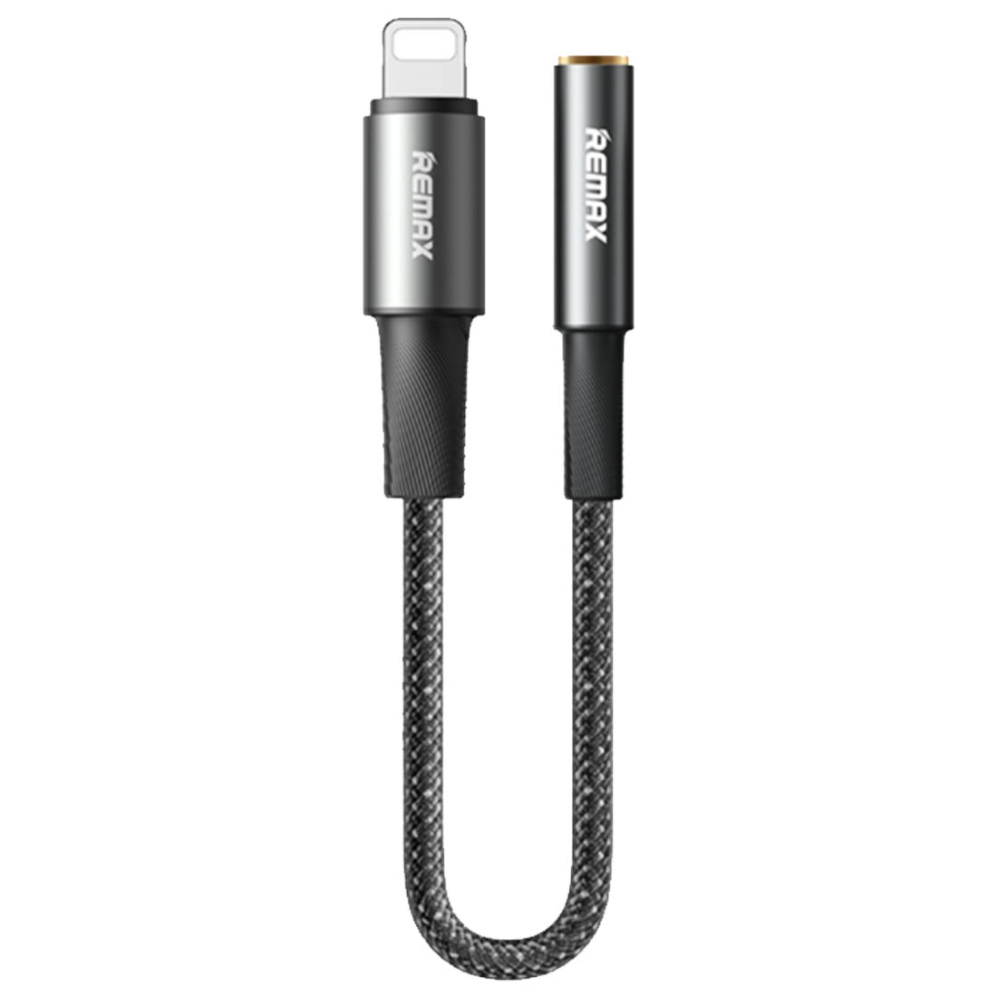 Аудио кабель, переходник REMAX CB25 / CB08(i-3.5F) Lightning 8 pin (папа) на AUX (Jack 3.5 мм) (мама), длина 12 см, цвет черно серебристый