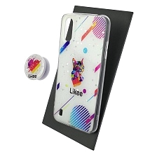 Чехол накладка для SAMSUNG Galaxy A01 (SM-A015F), силикон, фактурный глянец, с поп сокетом, рисунок Likee Чехол накладка для SAMSUNG Galaxy A01 (SM-A015F), силикон, фактурный глянец, с поп сокетом, рисунок Likee
