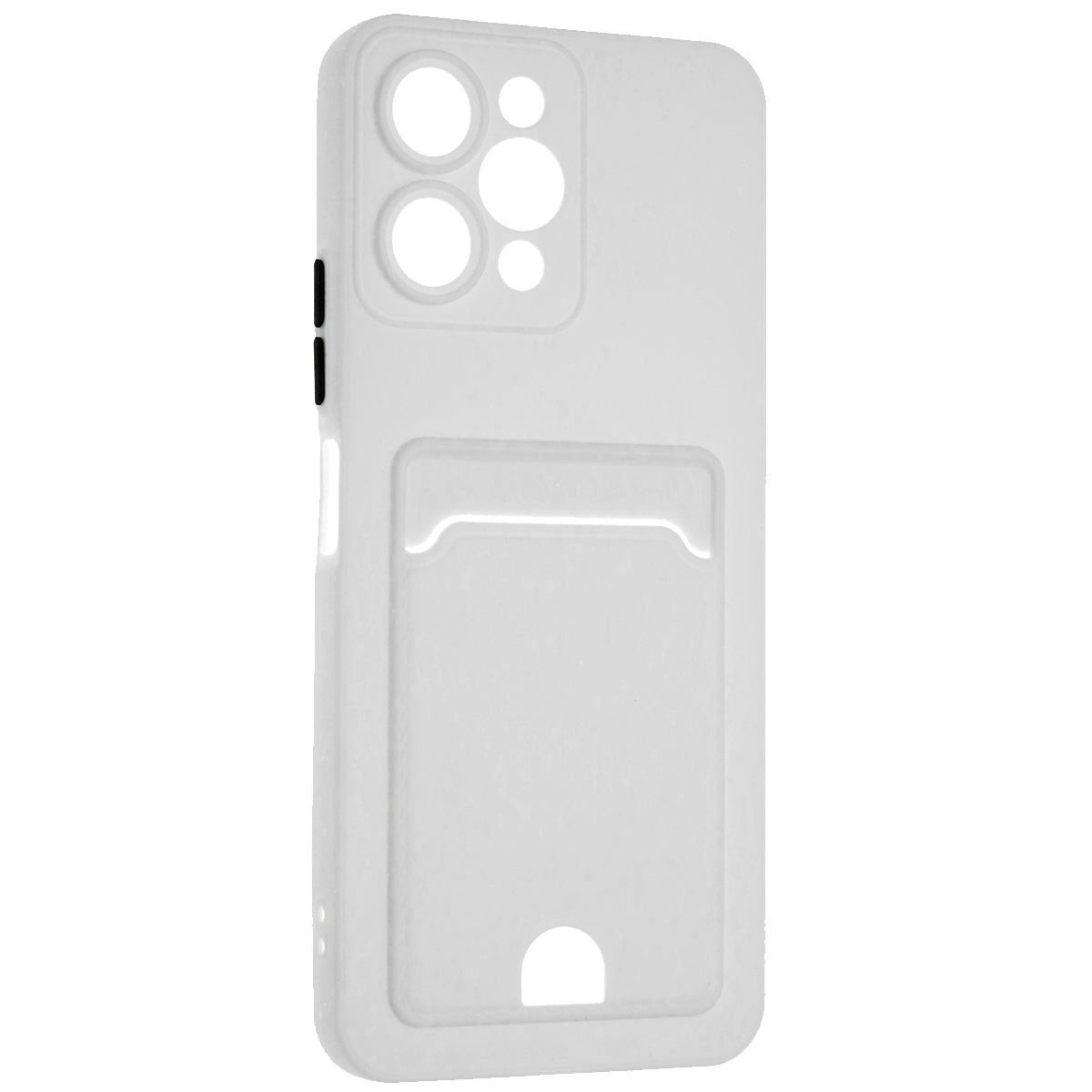 Чехол накладка BUTTON для XIAOMI Redmi 12 4G, защита камеры, силикон, отдел для карт, цвет белый Чехол накладка BUTTON для XIAOMI Redmi 12 4G, защита камеры, силикон, отдел для карт, цвет белый