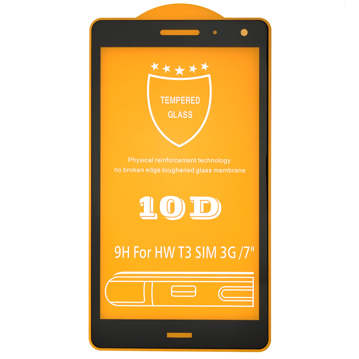 Защитное стекло Glass PRO GLUE 10D для HUAWEI Mediapad T3 3G, 4G, диагональ 7.0", ударопрочное, цвет черный