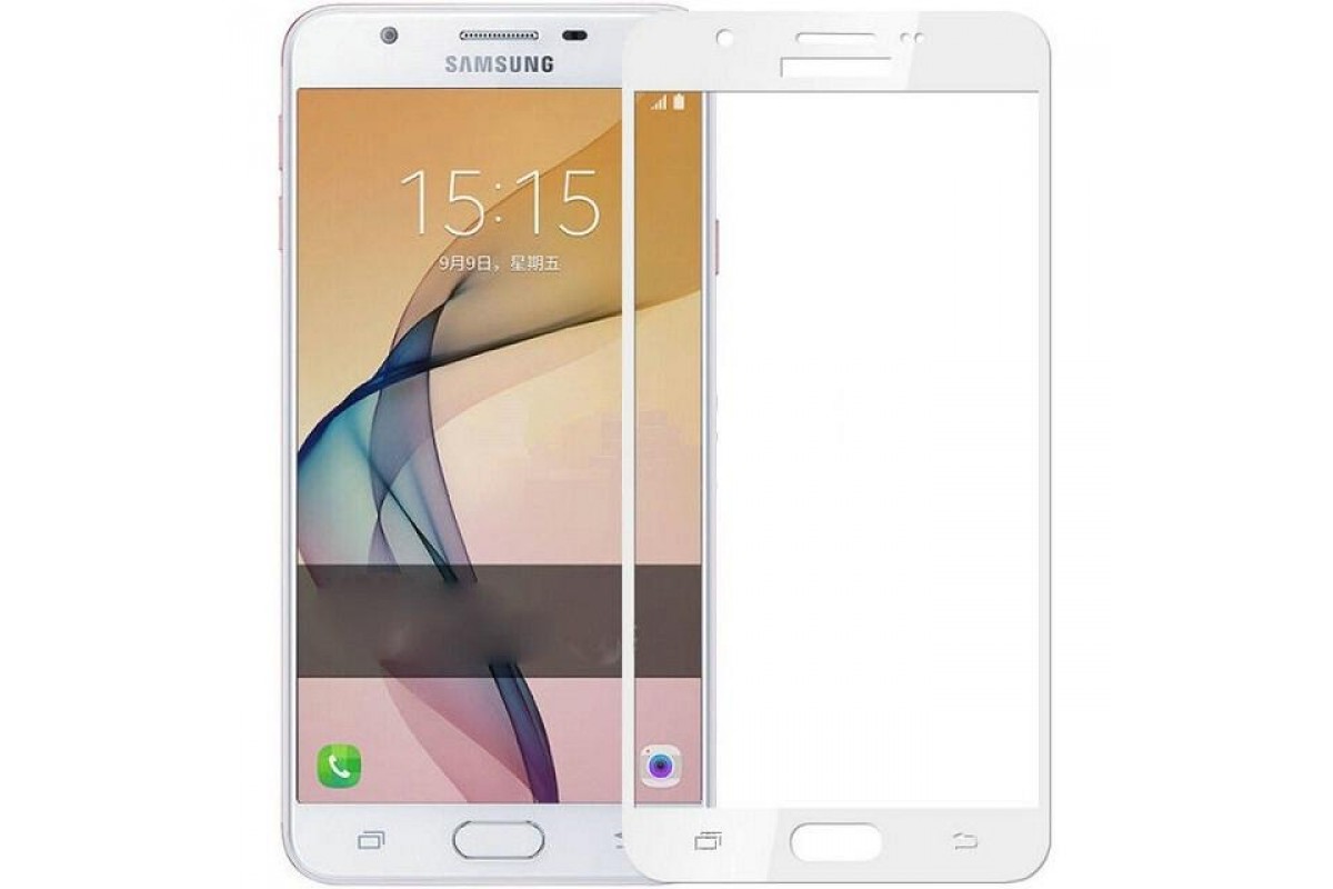 Защитное стекло 2D Full glass для Samsung J7 prime 2017 /тех.пак/ белый.