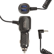 АЗУ (Автомобильное зарядное устройство) SY-15, 2 USB - 5V/2.1A, с витым кабелем, штекер 3.5x1.35, цвет черный АЗУ (Автомобильное зарядное устройство) SY-15, 2 USB - 5V/2.1A, с витым кабелем, штекер 3.5x1.35, цвет черный