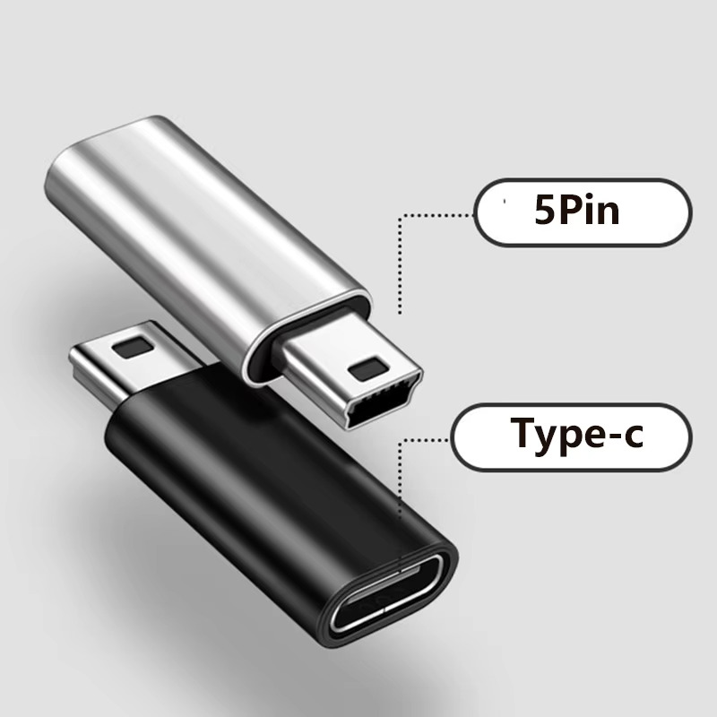 Адаптер, переходник с Type-C на Mini USB 5-pin, цвет черный