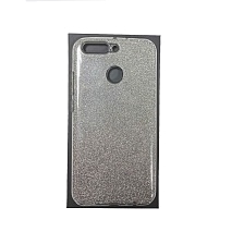 Чехол накладка для HUAWEI Honor 6C Pro, силикон, блестки, цвет серебристый