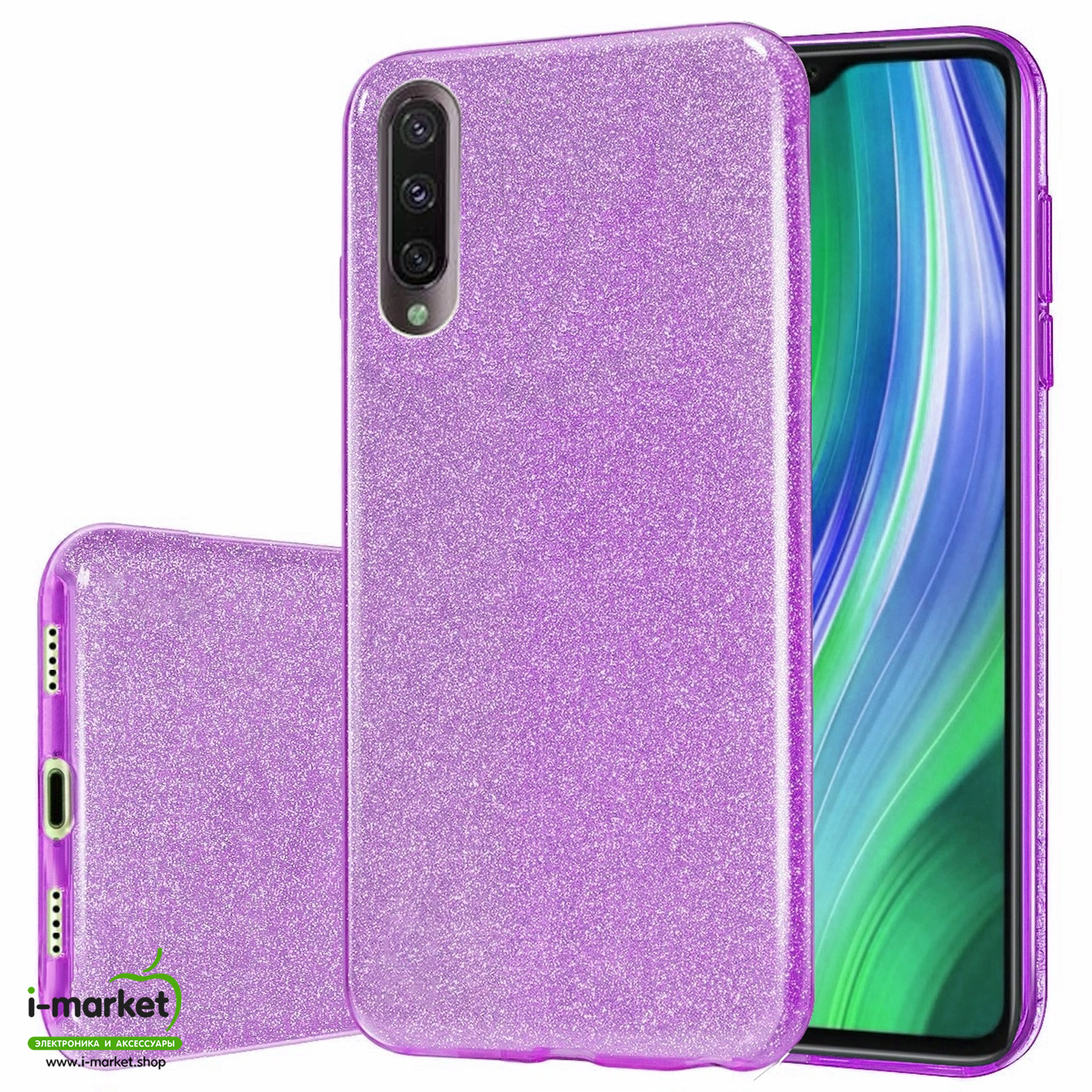 Чехол накладка Shine для XIAOMI MI 9, силикон, блестки, цвет фиолетовый