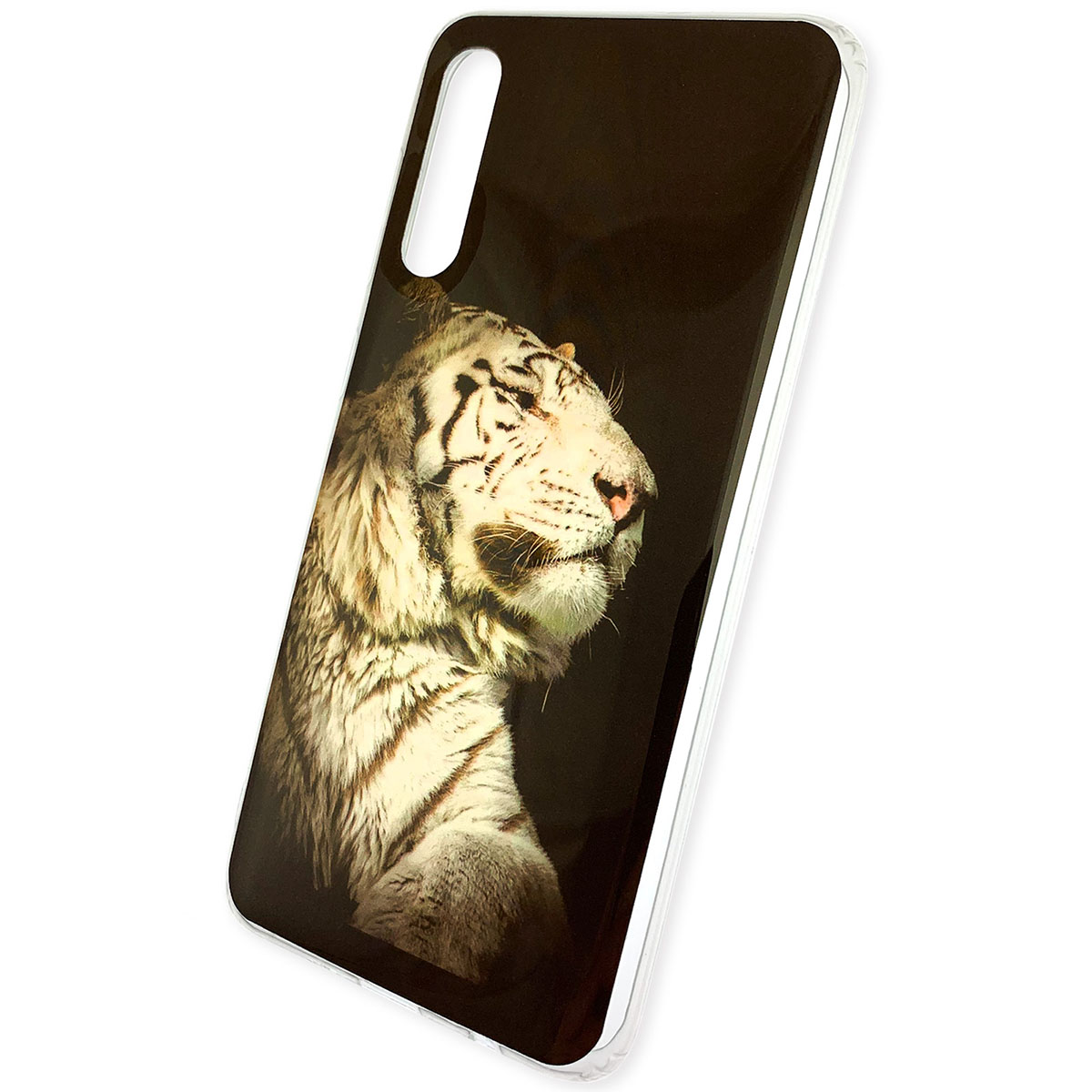 Чехол накладка Vinil для SAMSUNG Galaxy A50 (SM-A505), A30s (SM-A307), A50s (SM-A507), силикон, рисунок Белый тигр.