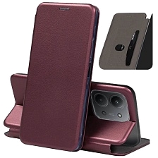 Чехол книжка STYLISH для XIAOMI Redmi 15C, POCO C85, экокожа, визитница, цвет бордовый