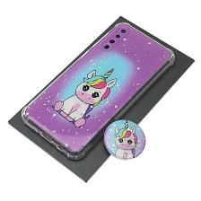 Чехол накладка для SAMSUNG Galaxy A50, A30s, A50s, силикон, фактурный глянец, с поп сокетом, рисунок Единорог Чехол накладка для SAMSUNG Galaxy A50, A30s, A50s, силикон, фактурный глянец, с поп сокетом, рисунок Единорог