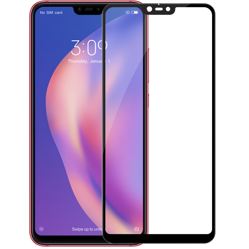 Защитное стекло "5D" GLASS FULL GLUE для XIAOMI Mi8 Lite, цвет канта черный.