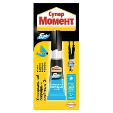 Клей-гель Супер Момент универсальный, 3г, отрывной, в блистере 12 штук, прозрачный