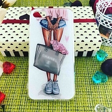 Чехол накладка для APPLE iPhone 7, iPhone 8, iPhone SE 2020, силикон, блестки, рисунок сумка Шанель PARIS