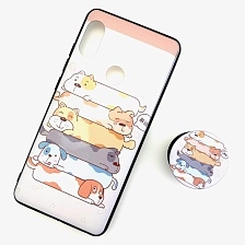 Чехол накладка для XIAOMI REDMI NOTE 5, NOTE 5 PRO, силикон, попсокет, рисунок собаки.
