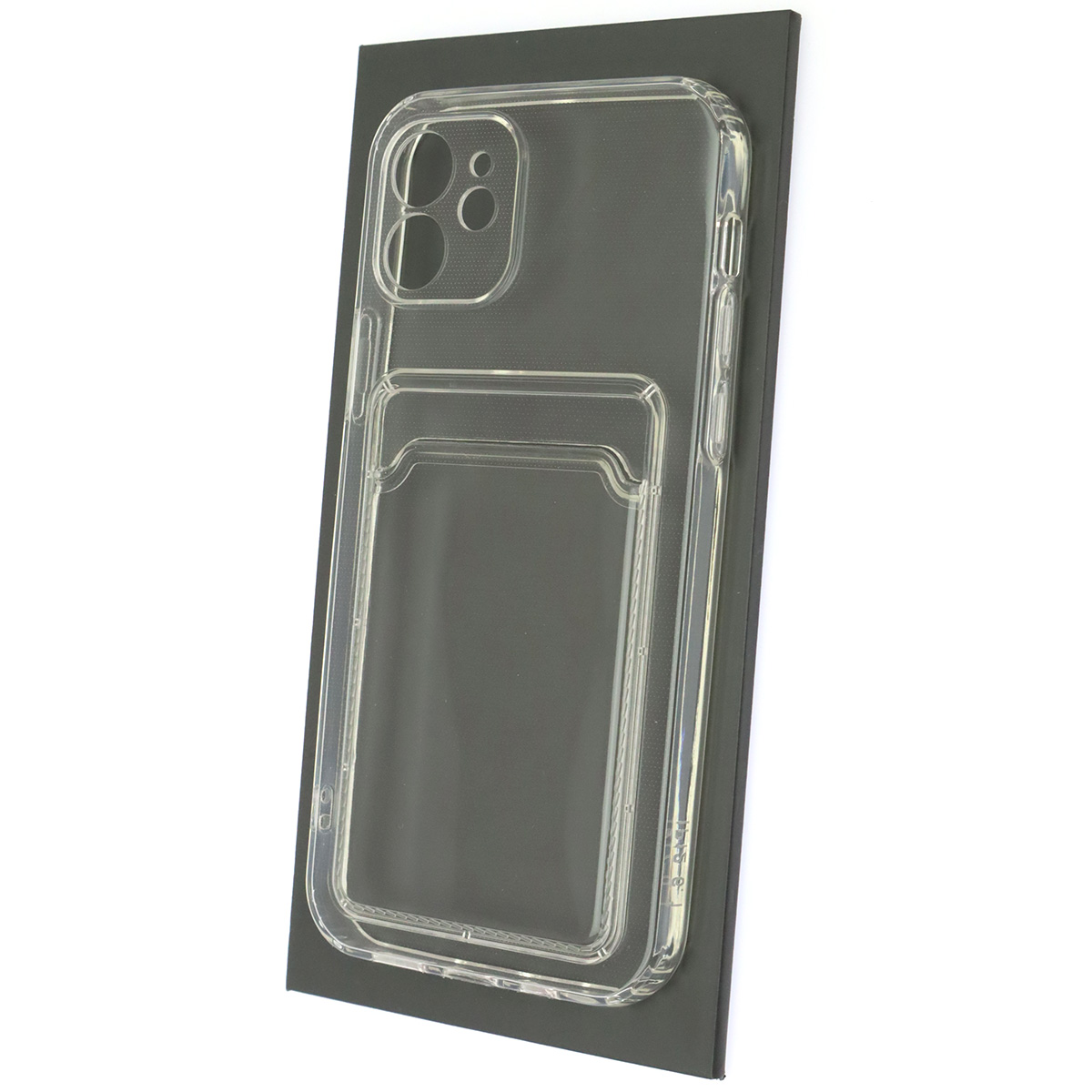 Чехол накладка CARD CASE для APPLE iPhone 12 (6.1"), силикон, отдел для карт, цвет прозрачный Чехол накладка CARD CASE для APPLE iPhone 12 (6.1"), силикон, отдел для карт, цвет прозрачный