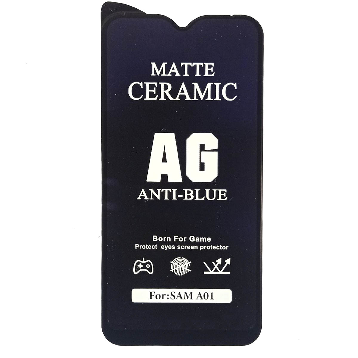 Защитное стекло Ceramic, ANTI-BLUE для SAMSUNG Galaxy A01, A40, M01, матовое, цвет окантовки черный