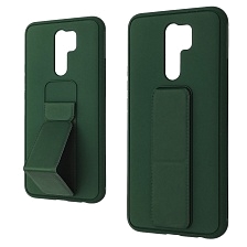Чехол накладка STAND для XIAOMI Redmi 9, подставка, магнит, экокожа, цвет темно зеленый Чехол накладка STAND для XIAOMI Redmi 9, подставка, магнит, экокожа, цвет темно зеленый