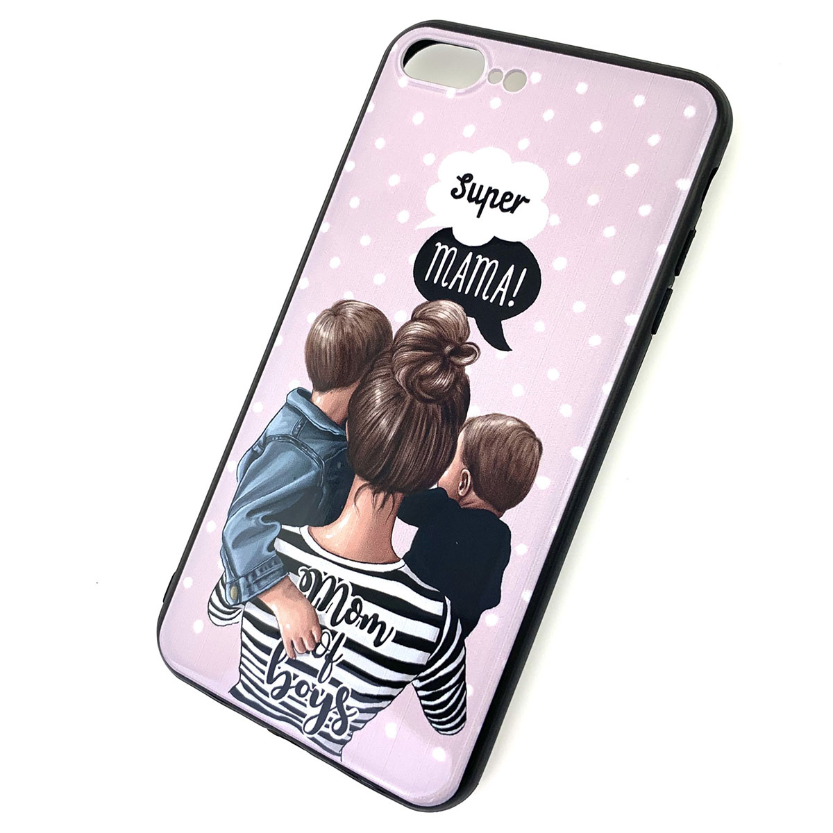 Чехол накладка для APPLE iPhone 7 Plus, 8 Plus, силикон, рисунок super MAMA Mom of boys.