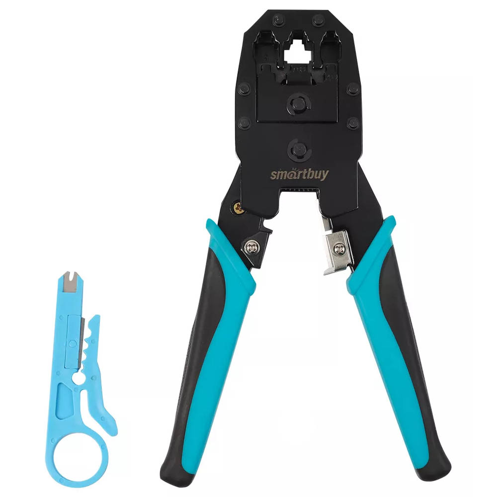 Набор инструментов SMARTBUY SBT-WCR-5 для обжима RJ45, RJ22, RJ12, RJ11 и снятия изоляции с кабелей, цвет черно синий