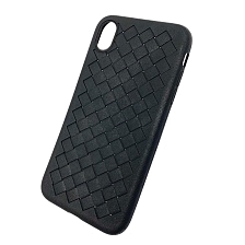 Чехол накладка для APPLE iPhone XR, силикон, плетение, цвет черный Чехол накладка для APPLE iPhone XR, силикон, плетение, цвет черный