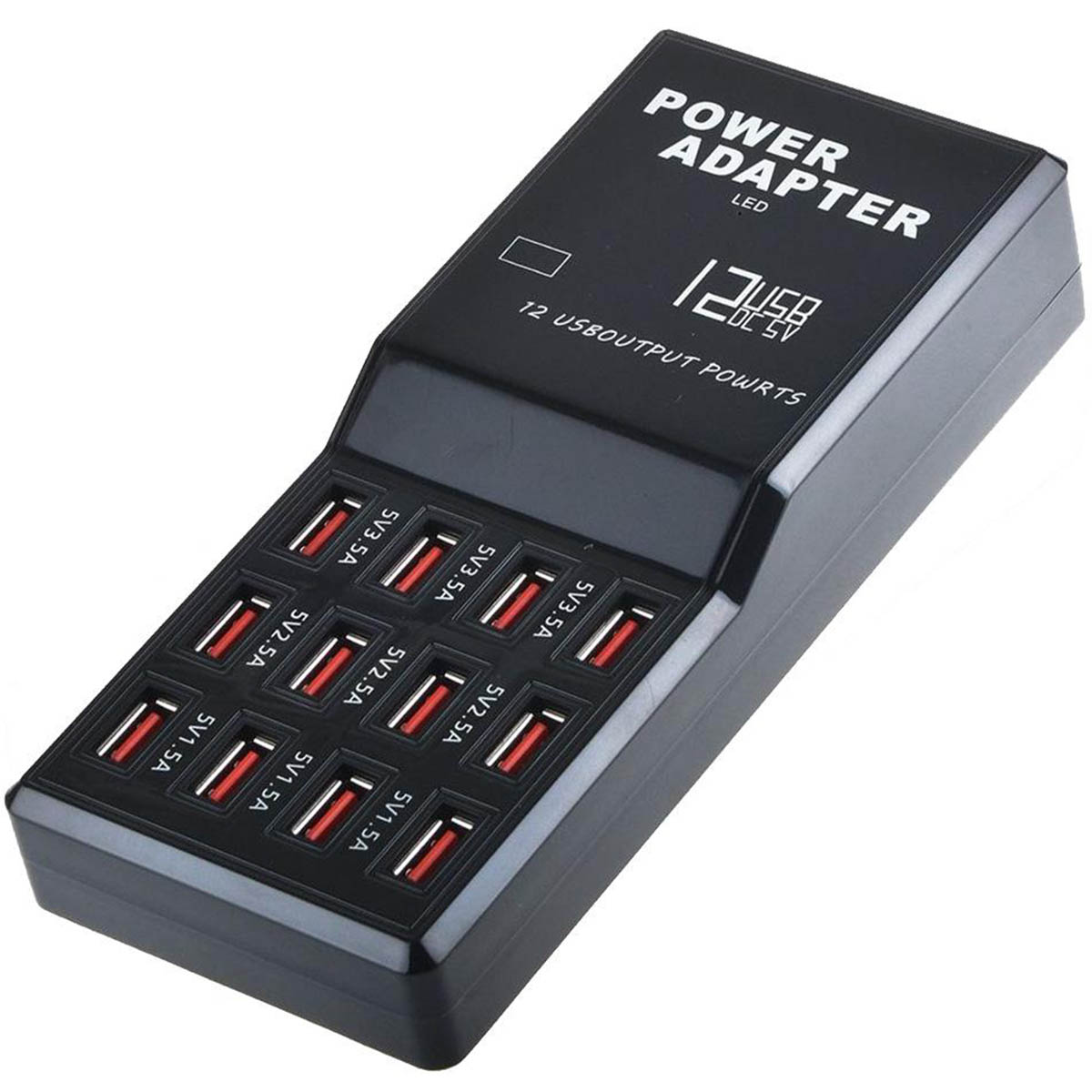 СЗУ (Сетевое зарядное устройство) W-858, 12 портов, цвет черный