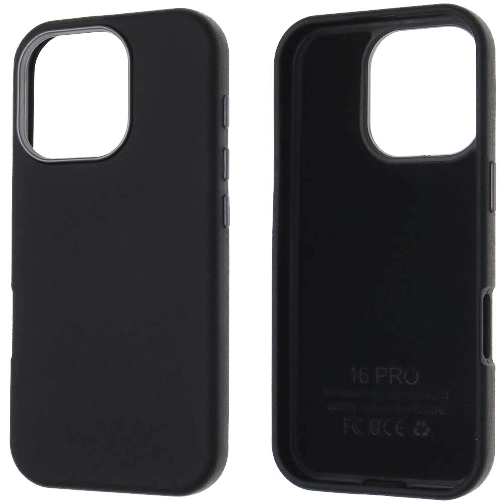 Чехол накладка для APPLE iPhone 16 Pro (6.3"), силикон, пластик, текстура кожи, бархат, цвет черный Чехол накладка для APPLE iPhone 16 Pro (6.3"), силикон, пластик, текстура кожи, бархат, цвет черный