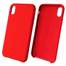 Чехол накладка Silicon Case для APPLE iPhone XR, силикон, бархат, цвет красный. Чехол накладка Silicon Case для APPLE iPhone XR, силикон, бархат, цвет красный.
