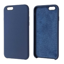 Чехол накладка Silicon Case для APPLE iPhone 6, 6G, 6S, силикон, бархат, цвет серый синий.