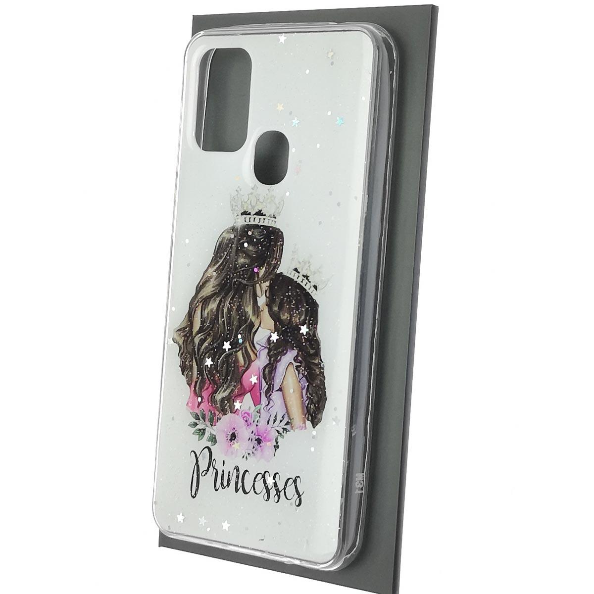 Чехол накладка Vinil для SAMSUNG Galaxy M31 (SM-M315), силикон, блестки, глянцевый, рисунок Princesses