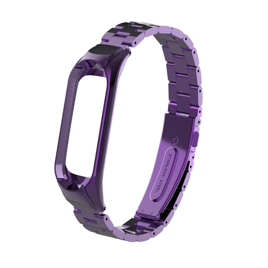 Блочный браслет для фитнес трекера Mi 3 Band металлический, цвет фиолетовый. Блочный браслет для фитнес трекера Mi 3 Band металлический, цвет фиолетовый.