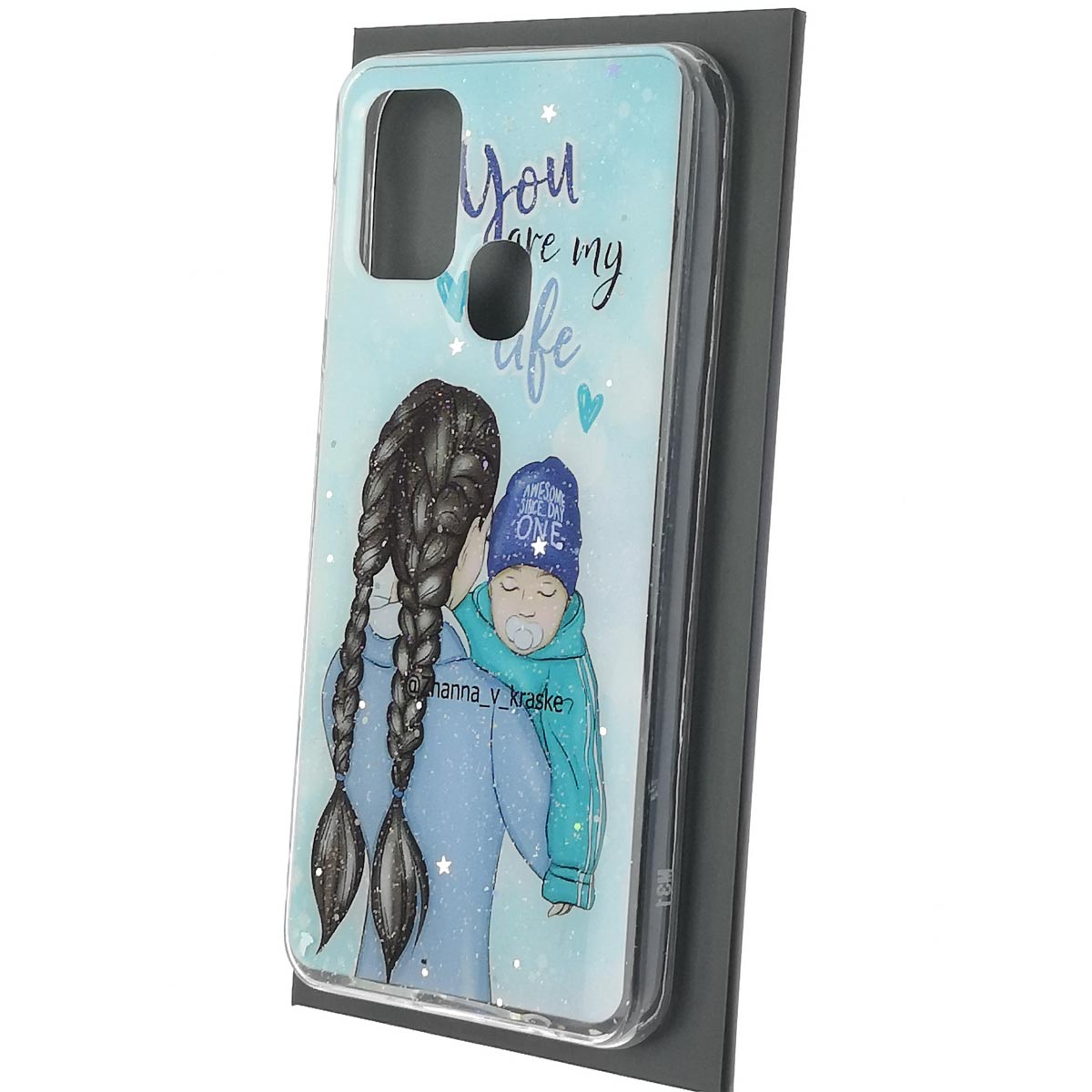 Чехол накладка Vinil для SAMSUNG Galaxy M31 (SM-M315), силикон, блестки, глянцевый, рисунок You are my life