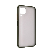 Чехол накладка SKIN SHELL для HUAWEI P40 Lite, Nova 6 SE, Nova 7i, пластик, силикон, цвет окантовки темно зеленый.