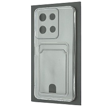 Чехол накладка CARD CASE для VIVO Y36, защита камеры, силикон, отдел для карт, цвет прозрачный | РЕТРО