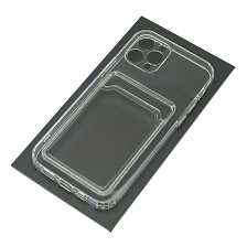 Чехол накладка CARD CASE для APPLE iPhone 12 Pro (6.1"), силикон, отдел для карт, цвет прозрачный Чехол накладка CARD CASE для APPLE iPhone 12 Pro (6.1"), силикон, отдел для карт, цвет прозрачный
